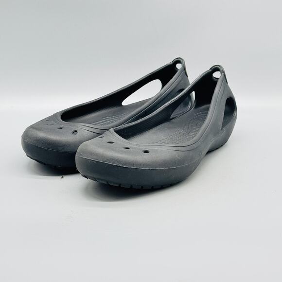 Crocs Shoes Womens 6 Black Kadee Slip On Ballet Flats Comfort Casual Lightweight - Picture 4 of 13